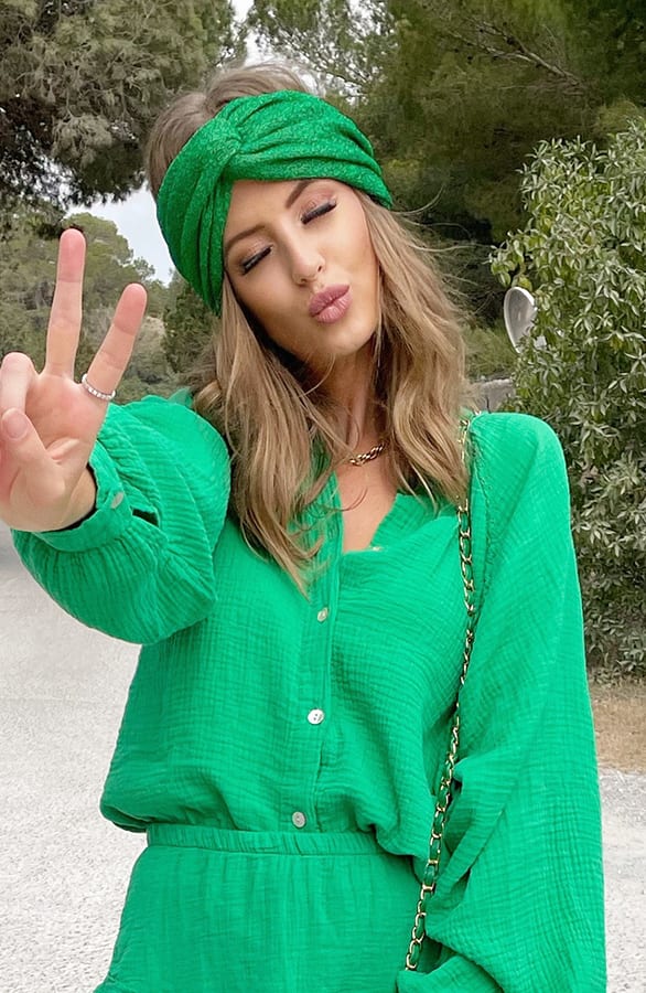 Lurex Haarband Handmade Bright Green – shoparchief, foto 1