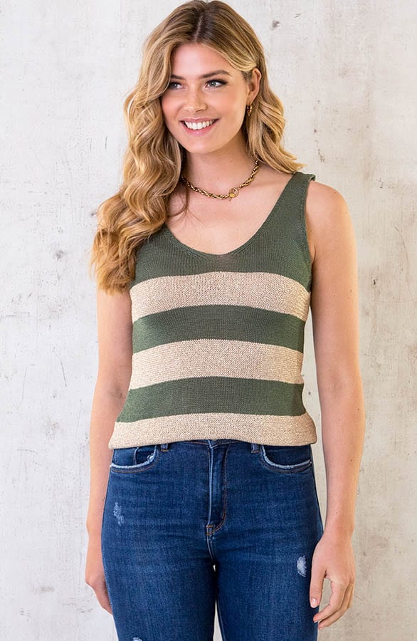 Lurex Top Gestreept Goud Army – shoparchief, foto 1