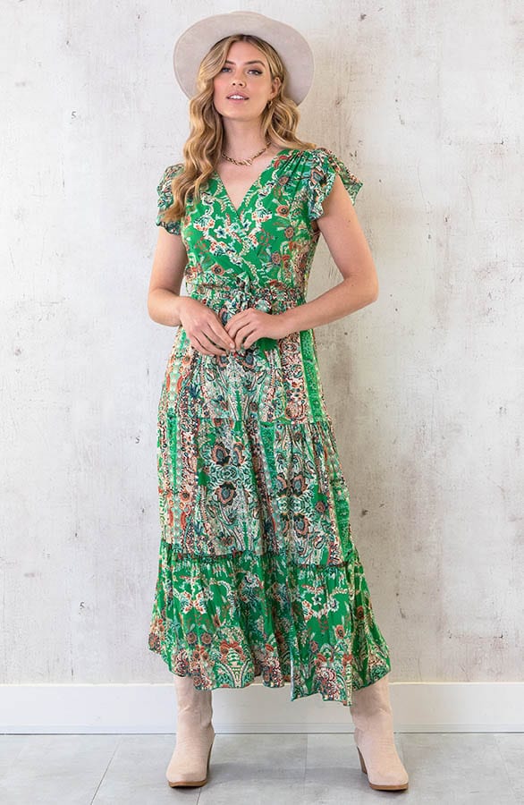 Maxi Jurk Colorful Print Bright Green – shoparchief, foto 2