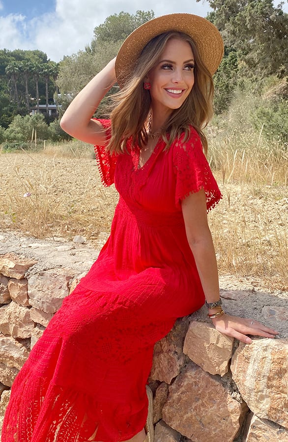 Maxi Kanten Jurk Rood – shoparchief, foto 1