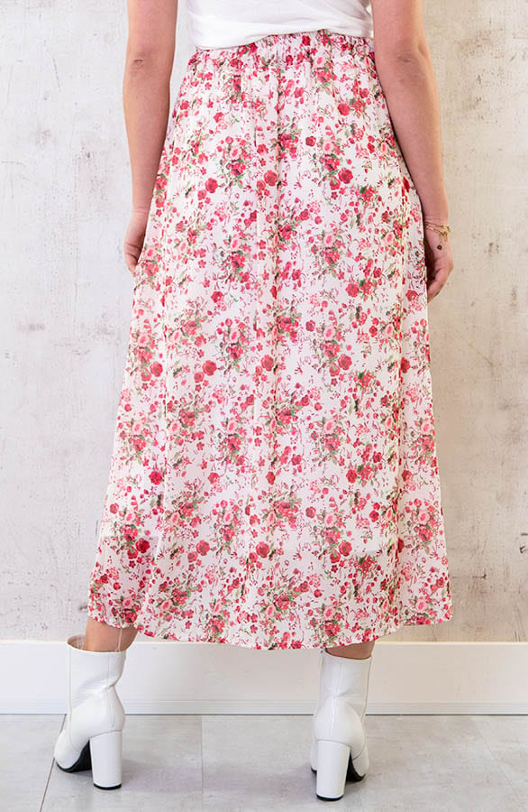 Midi Bloemen Split Rok Roze – shoparchief, foto 3