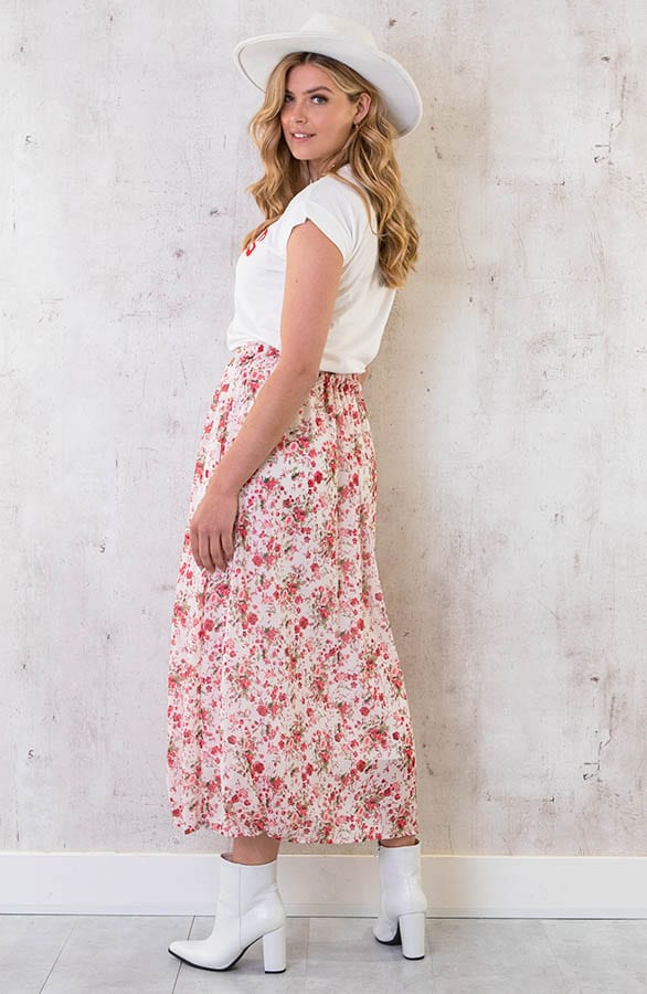 Midi Bloemen Split Rok Roze – shoparchief, foto 6