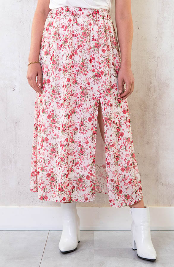 Midi Bloemen Split Rok Roze – shoparchief, foto 1