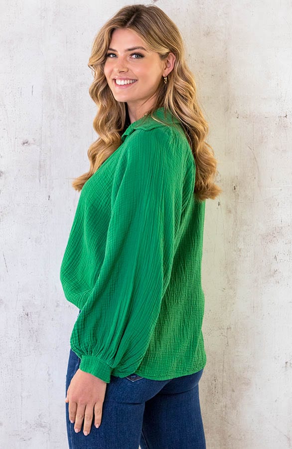 Mousseline Oversized Blouse Groen – shoparchief, foto 4