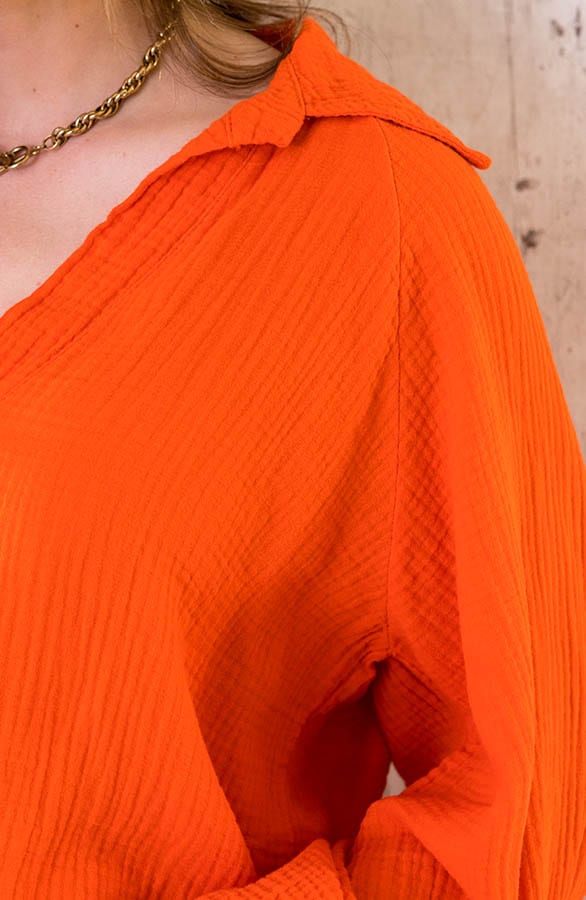 Mousseline Oversized Blouse Oranje – shoparchief, foto 5