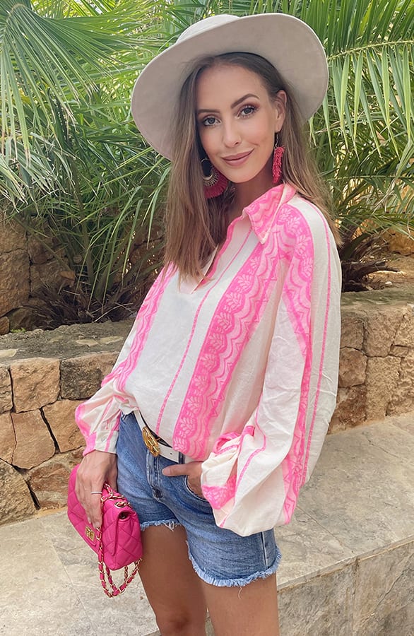Oversized Kelim Blouse Fuchsia – shoparchief, foto 1