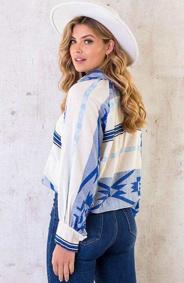 Oversized Kelim Blouse Jeans Blue – shoparchief, foto 4