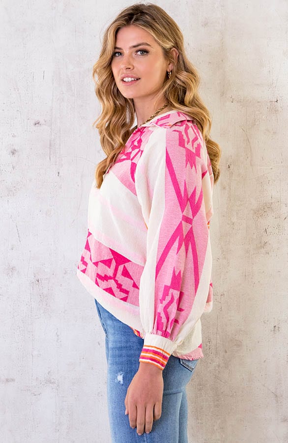 Oversized Kelim Blouse Pink – shoparchief, foto 3