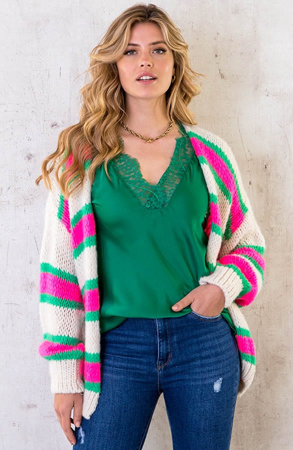 Kanten Silk Top Bright Green – shoparchief, foto 7