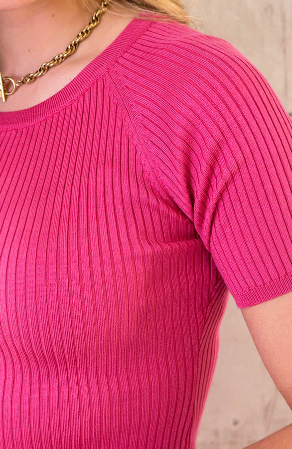 Ribstof Midi Jurk Dust Roze – shoparchief, foto 5
