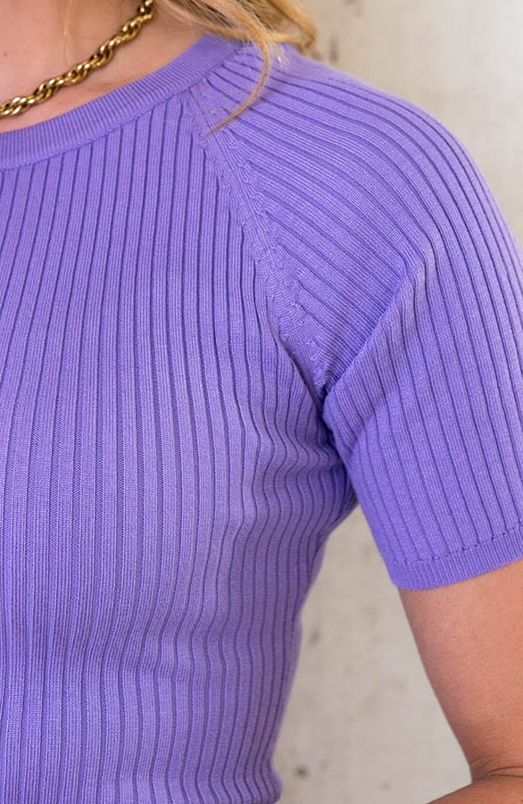 Ribstof Midi Jurk Lila – shoparchief, foto 5
