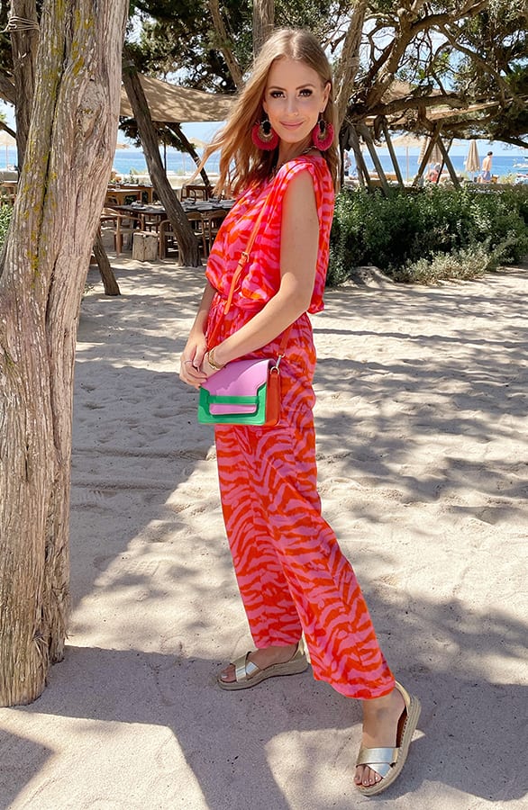 Silk Zebra Pants Roze Oranje – shoparchief, foto 4
