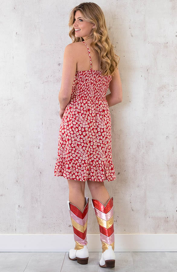 Spaghetti Jurk Flowers Rood – shoparchief, foto 10