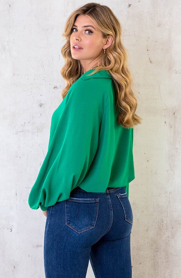 Ultra Oversized Basic Blouse Bright Green – shoparchief, foto 4