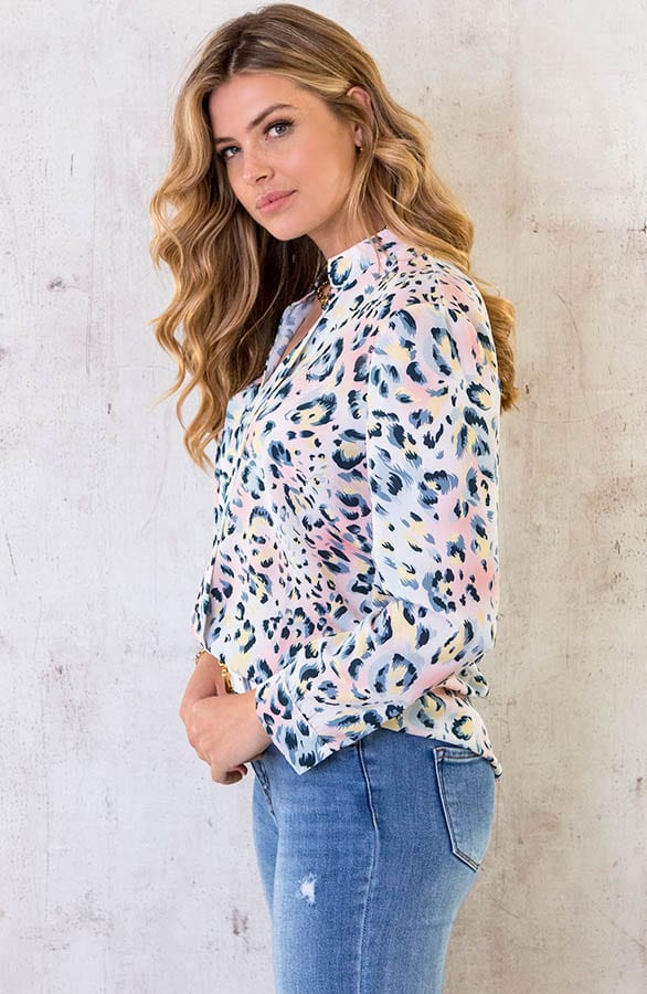 V-hals Leopard Blouse Multi – shoparchief, foto 3