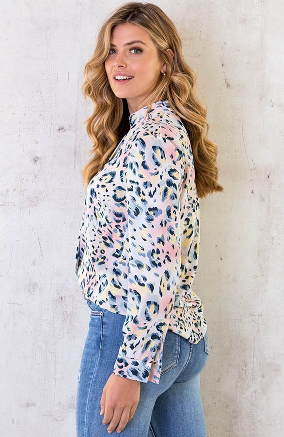 V-hals Leopard Blouse Multi – shoparchief, foto 4