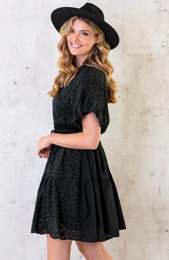 Yves Embroidery Jurk Zwart – shoparchief, foto 3