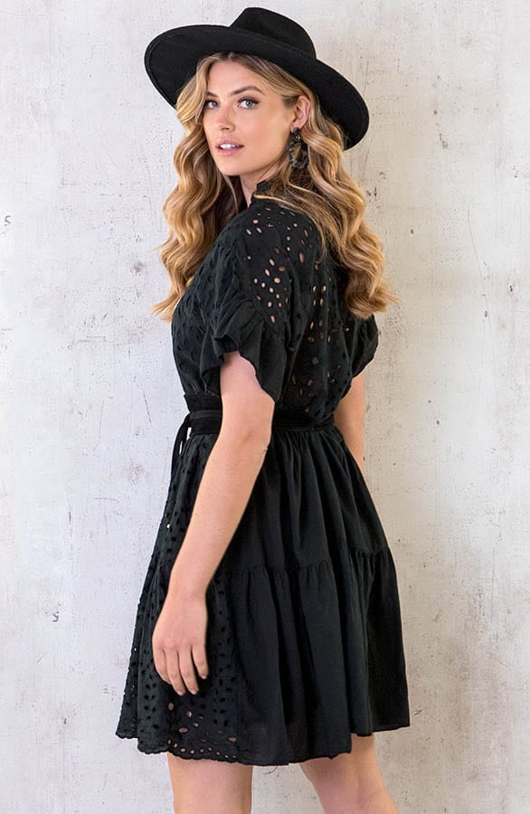 Yves Embroidery Jurk Zwart – shoparchief, foto 4