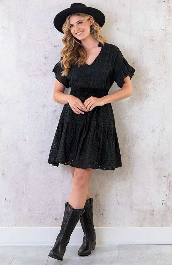 Yves Embroidery Jurk Zwart – shoparchief, foto 6