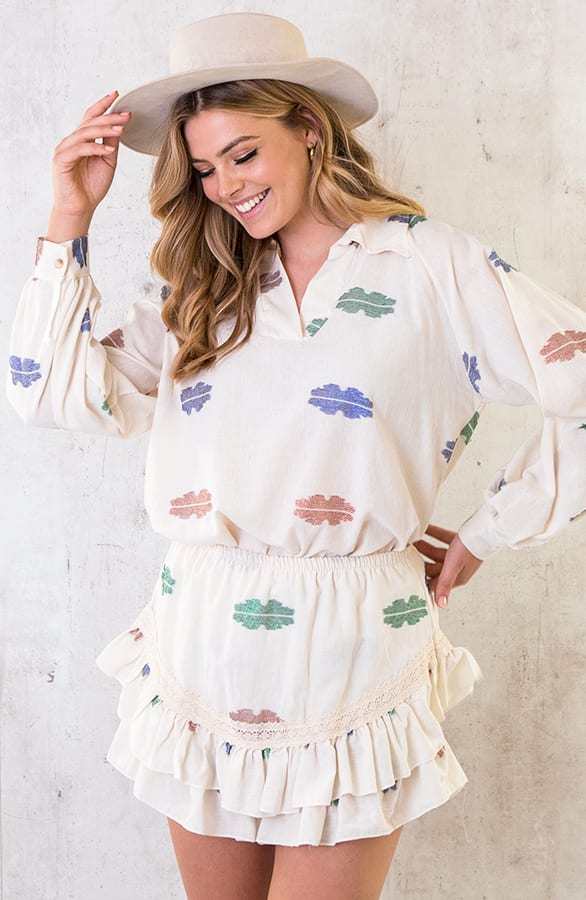 Katoenen Feather Blouse Dust – shoparchief, foto 3