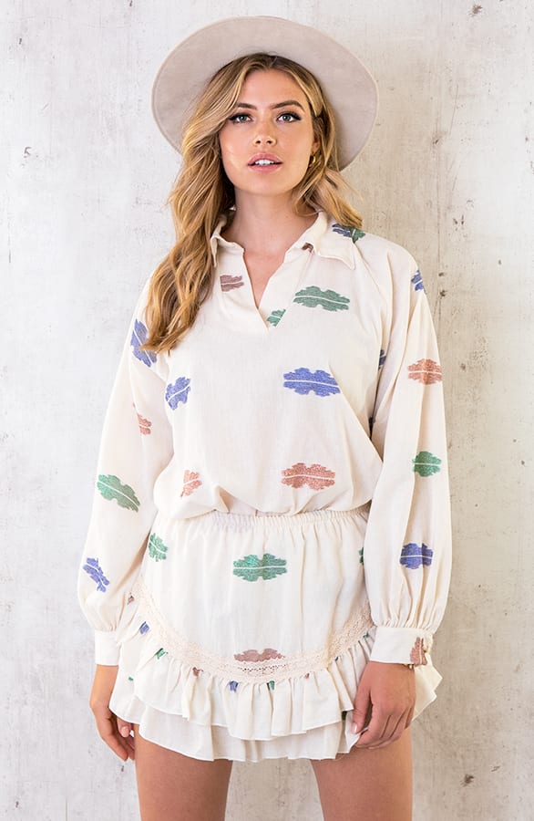 Katoenen Feather Blouse Dust – shoparchief, foto 1