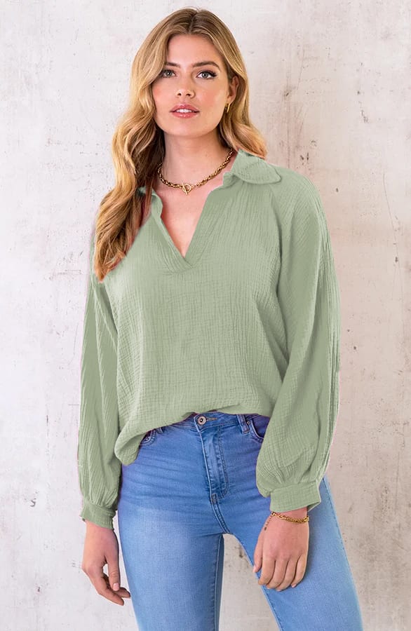 Mousseline Oversized Blouse Army – shoparchief, foto 1