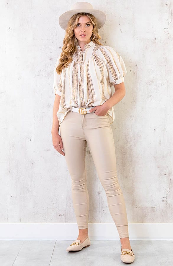 Pofmouwen Lurex Banen Blouse – shoparchief, foto 5