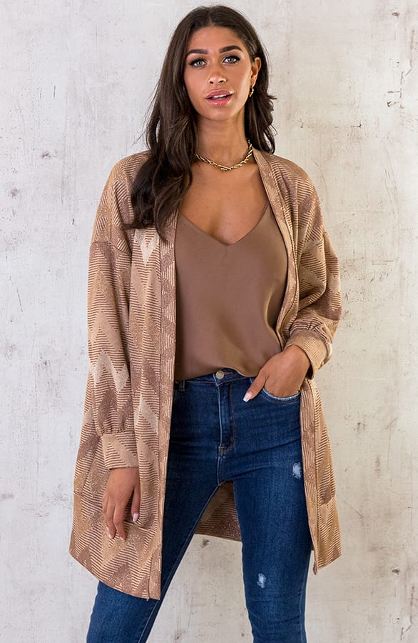 Print Lurex Vest Beige – shoparchief, foto 1
