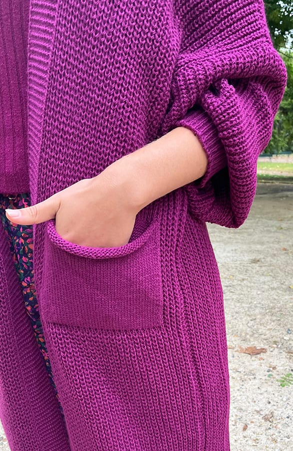 Gebreid Vest Met Zakken Magenta – shoparchief, foto 7