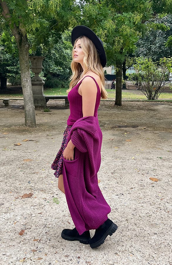 Gebreid Vest Met Zakken Magenta – shoparchief, foto 6