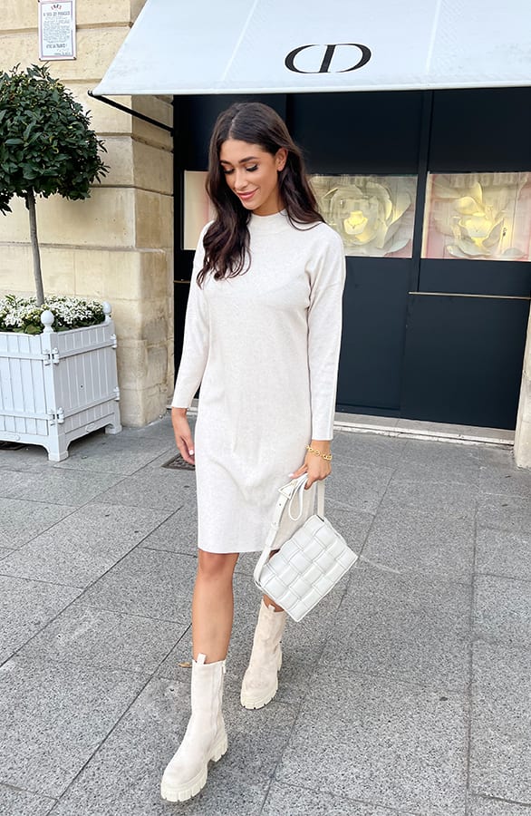 Knitted Dress Beige – shoparchief, foto 3