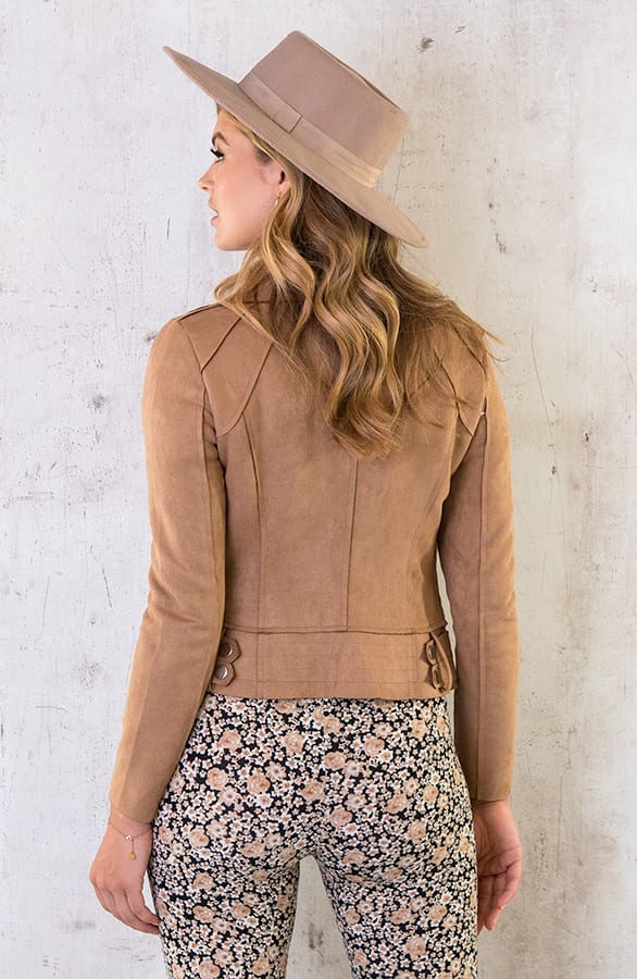 Biker Jacket Suede Camel – shoparchief, foto 5