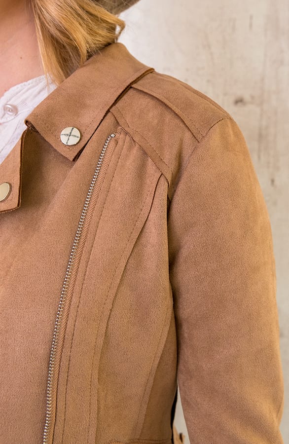 Biker Jacket Suede Camel – shoparchief, foto 6