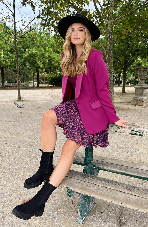 Blazer Met Satijnen Revers Rome Magenta – shoparchief, foto 2