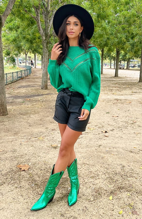 Detailed Sweater Bright Green – shoparchief, foto 2