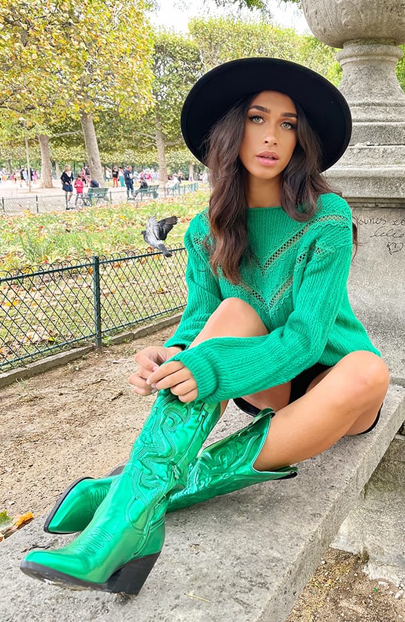 Detailed Sweater Bright Green – shoparchief, foto 4