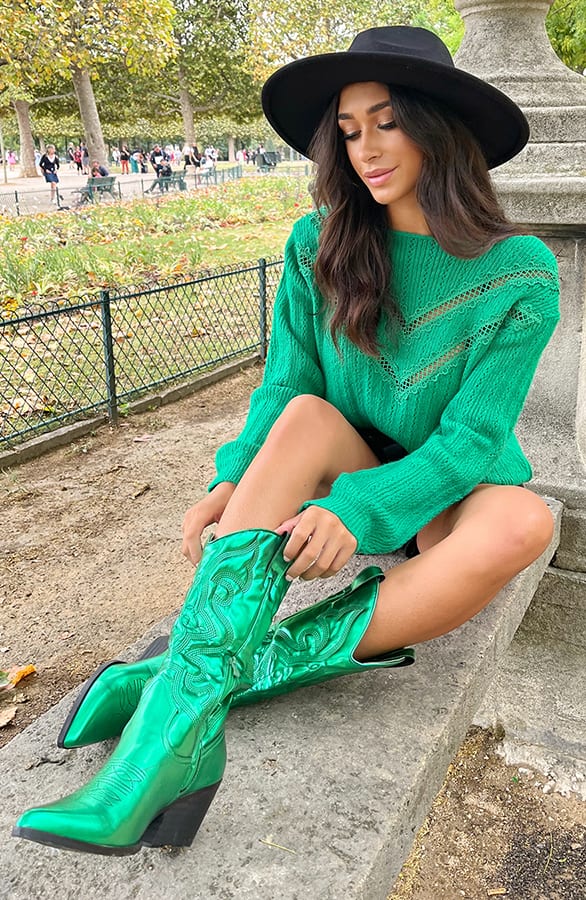 Detailed Sweater Bright Green – shoparchief, foto 5