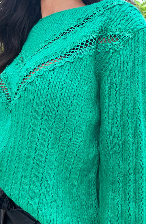 Detailed Sweater Bright Green – shoparchief, foto 6