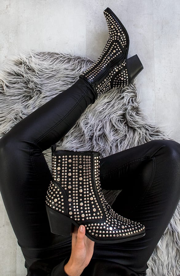 Enkellaarzen Met Studs Zwart – shoparchief, foto 2