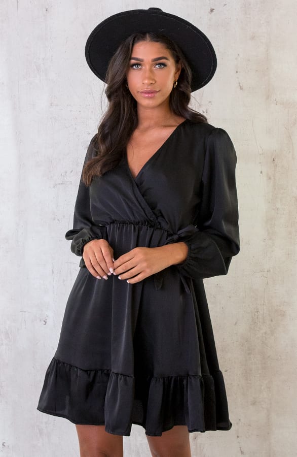 Flawless Ruffle Jurk Black – shoparchief, foto 1