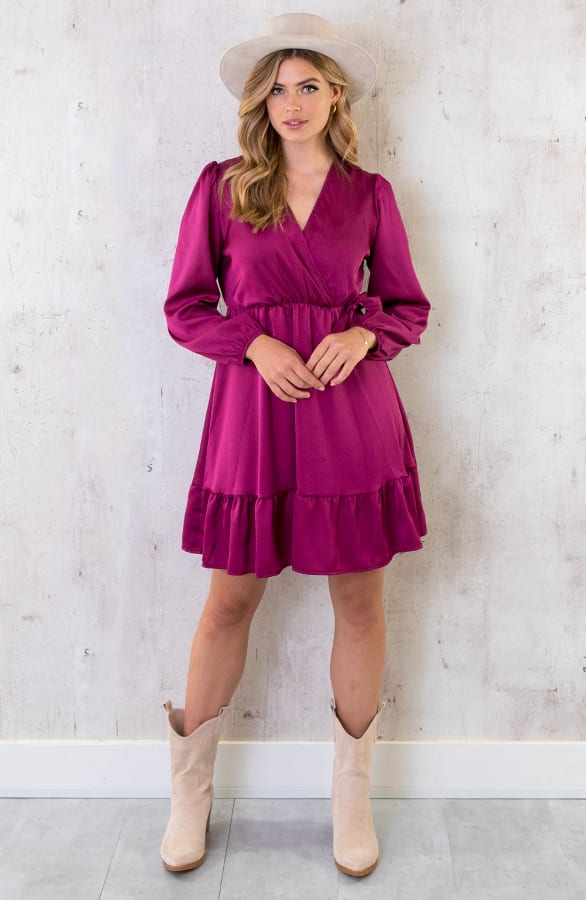 Flawless Ruffle Jurk Magenta – shoparchief, foto 6
