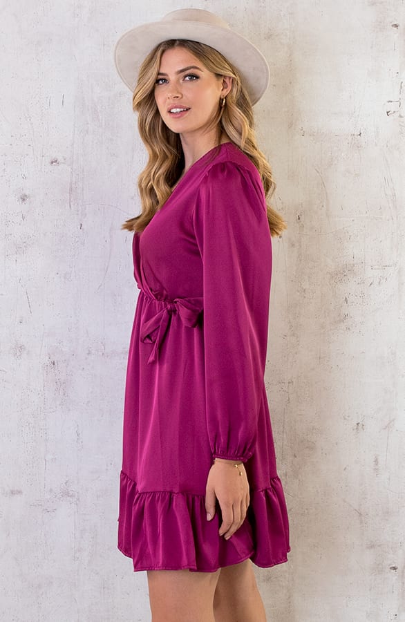 Flawless Ruffle Jurk Magenta – shoparchief, foto 3