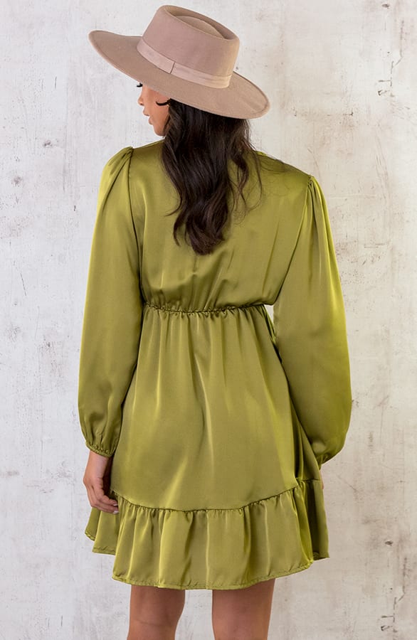 Flawless Ruffle Jurk Olive – shoparchief, foto 6