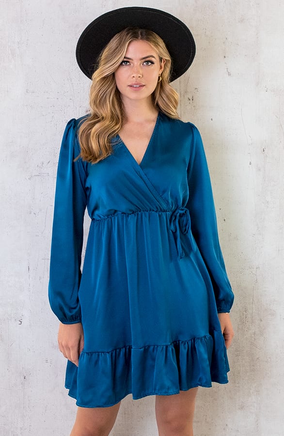 Flawless Ruffle Jurk Petrol – shoparchief, foto 3