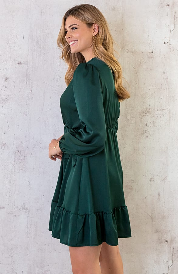 Flawless Ruffle Jurk Smaragd – shoparchief, foto 3