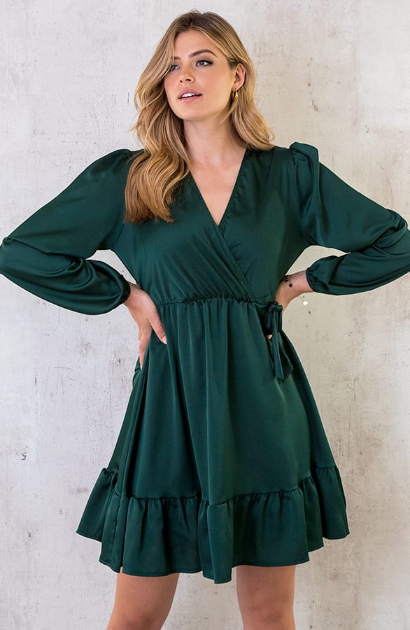 Flawless Ruffle Jurk Smaragd – shoparchief, foto 2