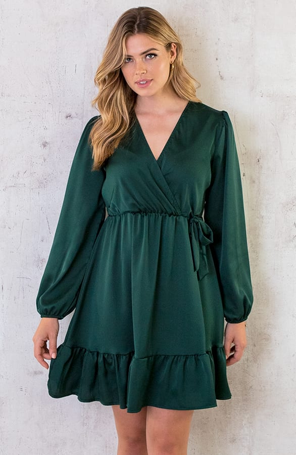 Flawless Ruffle Jurk Smaragd – shoparchief, foto 1