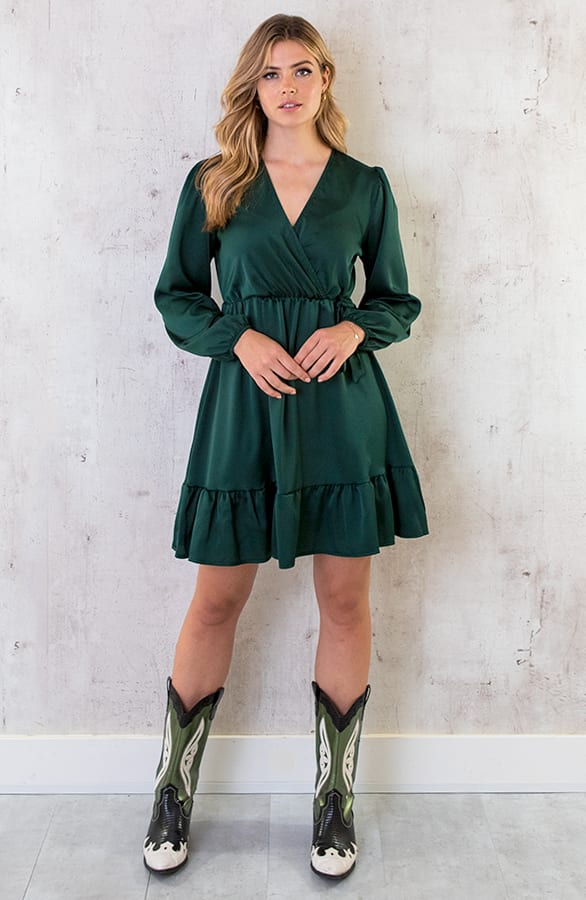 Flawless Ruffle Jurk Smaragd – shoparchief, foto 5