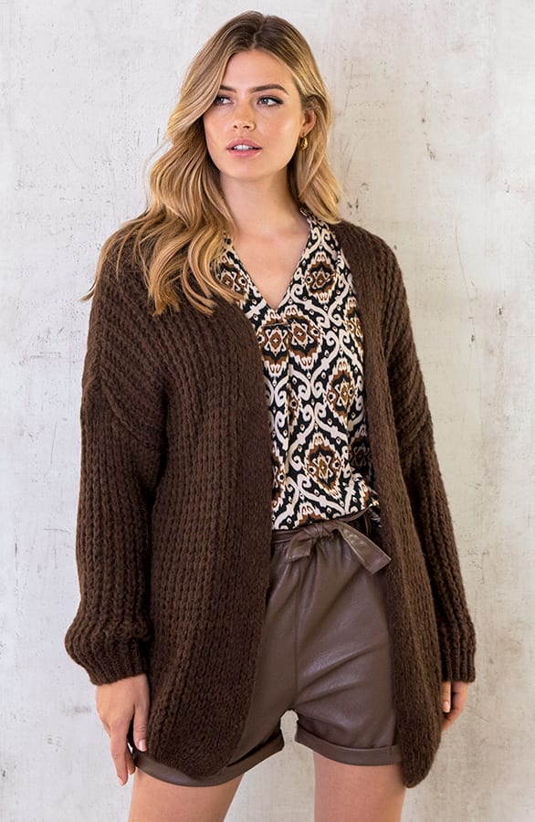 Gebreid Oversized Vest Choco – shoparchief, foto 1