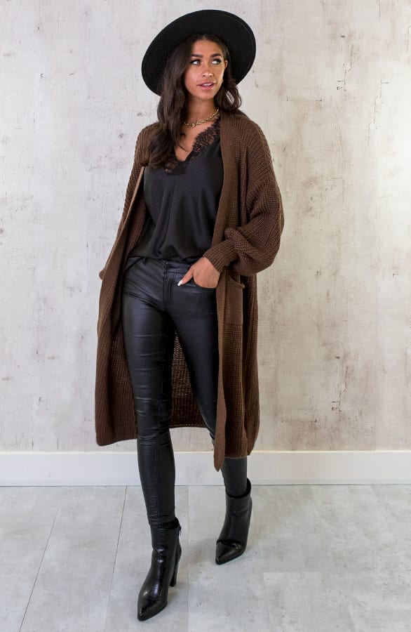 Gebreid Vest Met Zakken Choco – shoparchief, foto 3